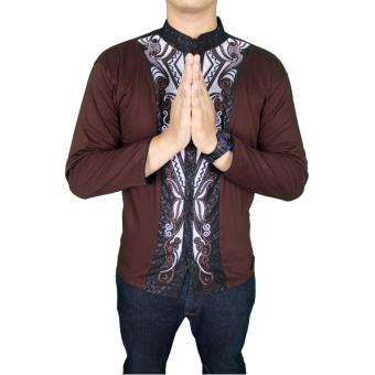 Gudang Fashion - Baju Koko Lengan Panjang Casual - Coklat Tua  