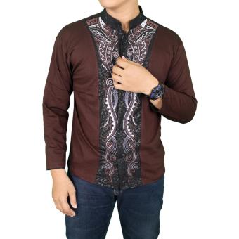 Gudang Fashion - Baju Koko Pria Modern Lengan Panjang - Coklat Tua  