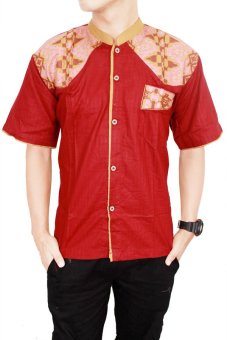 Gudang Fashion - Baju Muslim Laki-laki Lengan Pendek - Merah  