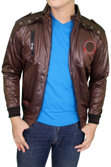 Gudang Fashion - Jaket Kulit Imitasi - Coklat  