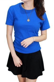 Gudang Fashion - Kaos Polos Pendek Wanita O-Neck - Biru Benhur  