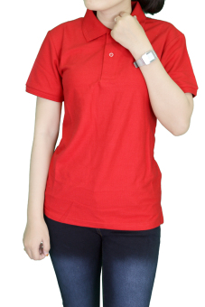 Gudang Fashion - Kaos Wanita Polos Kerah Merah Cabe - Merah Cabe  