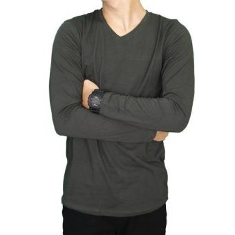Gudang Fashion - Men Basic T Shirt Long Sleeve - Abu Tua  