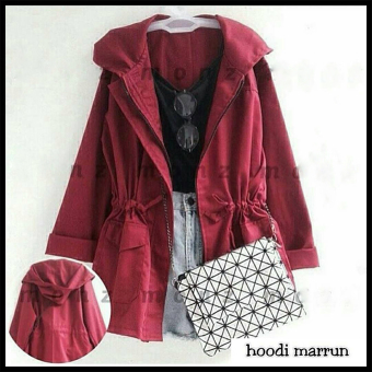 GudangGrosir (Limited Edition) Jaket Parka Hoodie Wanita Maroon Kanvas  