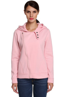 GUYUE Women Fleece Zip-up Hoodie Athletic Jacket Light Weight Pink  