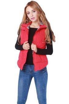 Hang-Qiao Autumn Winter Women Hooded Waistcoat Outerwear Red - intl  
