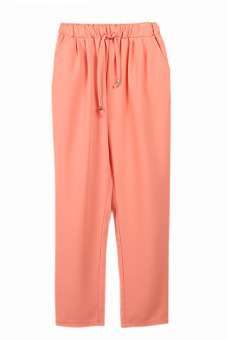 HANG-QIAO Casual Chiffon Harem Pants (Pink)  