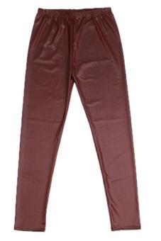 Hang-Qiao Fashion PU leather Pants Large Size Trouser Slim Pencil Pant Brown  