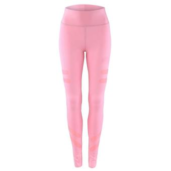 Hang-Qiao High Waist Fitness Leggings Running Gym Stretch Sports Rubber Pants (Pink) - intl  