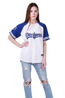 Hang-Qiao Unisex Hip Hop Fashion Baseball T-shirt Korean Style Blue  
