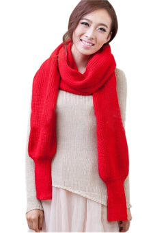 Hang-Qiao Unisex Wool Knitted Batwing Scarf (Red)  