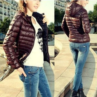 Hang-Qiao Winter Women Hooded Long-sleeved Coat Parka Jacket Outwear Coffee  - intl  