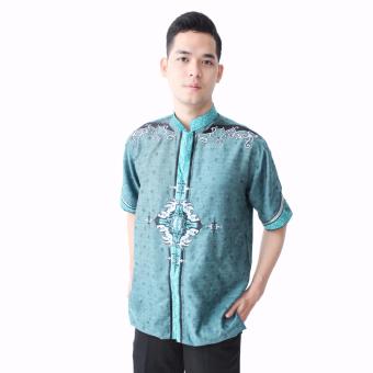 Hansen & Lisa Baju Koko Lengan Pendek Aplikasi Batik Medalion - Tosca  