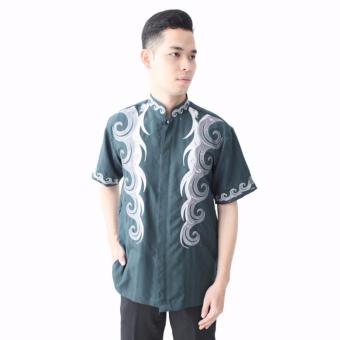 Hansen & Lisa Baju Koko Lengan Pendek Motif Bordir Oceanwave - Biru  