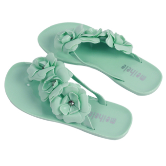 Hanyu Women Fashion Camellia Flower Flip Flops Summer Slippers Green - Intl  