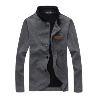 HAOFEI XXL Men's Jacket Slim Collar Coat Overcoat (Dark grey) - intl  