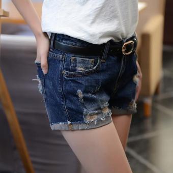 Happy Women 's loose denim shorts Dark blue - intl  