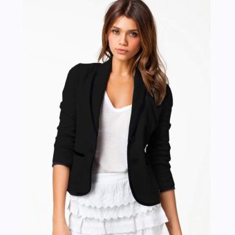 Happycat Fashion Blazer Women Spring Slim Design Short Gray Blazer Jackets Coat (Black) (S) - Intl - intl  