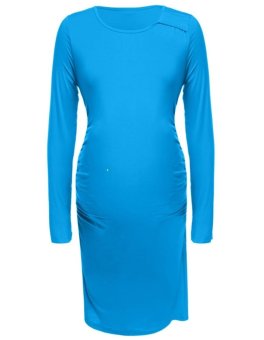 Happycat Women New Fashion Long Sleeve Maternity Casual Pregnant Dress ï¼ˆblueï¼‰  