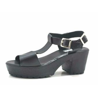 heels sandal fashion woman / heels sandal wanita doble gesper - hitam  