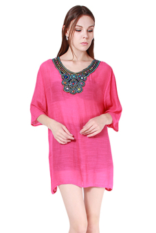 Hengsong Casual Blouse Tops Rose  