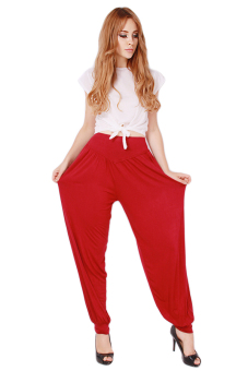 HengSong Modal Loose Comfortable Trousers Pants Wine Red  