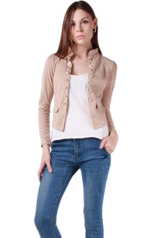 HengSong Show Thin Double Row Buckle Small Coat Apricot  