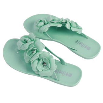 HengSong Women Fashion Camellia Flower Flip Flops Green - Intl  