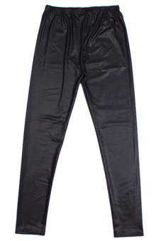 HengSong Women Fashion Leather Pants Black  