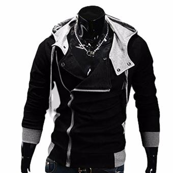 Hequ Aliexpress explosion of Assassin s Creed sweater oblique zipper hooded jacket men s W20 Black(Int:XXL) - intl  