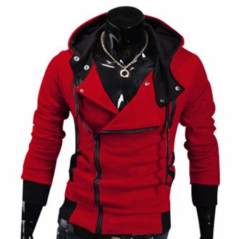 Hequ Aliexpress explosion of Assassin s Creed sweater oblique zipper hooded jacket men s W20 Red(Int:XXL) - intl  