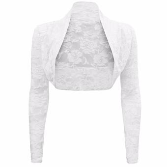Hequ Belle Poque Long Sleeve Lace Bolero Wedding Accessories Plus Size Jacket Bridal Wraps Elegant Wedding Shawl White - intl  
