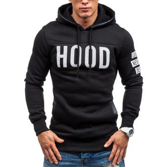 Hequ Casual Men "Hood" Letter Print Hip Hop Fashion New Sweatershirt Long Sleeve Hoodies Black - intl  