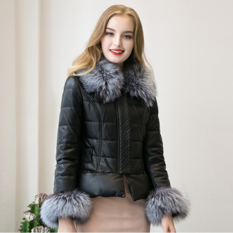 Hequ Fashion Style Artificial Leather And Hair Coat Winter Girls Fashion Zipper Warm Jacket Black - intl  