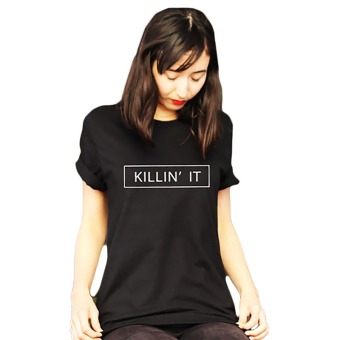 Hequ "KILLIN' IT" Letter Short Sleeve T-shirt (Black)  