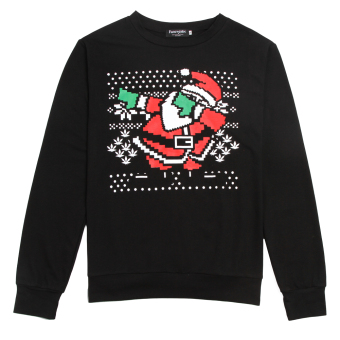 Hequ New Print Christmas Sweatshirts Funny Print Santa Claus/Christmas Hoodies Men Women Casual Sportwear Pullovers Black - intl  
