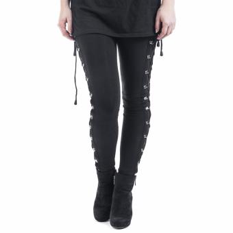 Hequ New Woman Black Faux Leather Gothic Punk Pants Wetlook Bandage Leggings Black - intl  