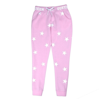 Hequ Women Gray Pink Pants White Five-pointed Star Printed Elastic Lacing Elastic Personality Trousers Pink - intl  