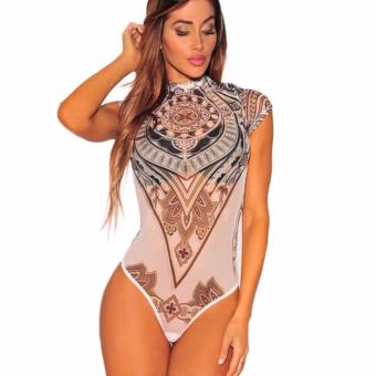 Hequ Women Short Sleeve Blouse Ladies Bodysuit Leotard Top Bodycon Jumpsuit NEW Multicolor - intl  