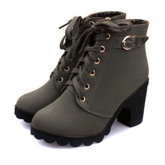 High Quality Store New Hot Women Fashion High Heel Lace Up Ankle Boots Zipper Buckle Platform Shoes  