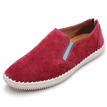High quality suede shoes men casual slip on shoes fashion breathable loafers (Red)(Export)(Intl) - intl  