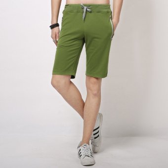 High Quality Summer Fashion Cotton Knee Length Pants Slim Straight Men Sports Casual Shorts(green) - intl  