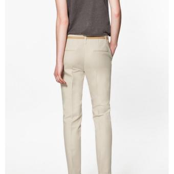 High Quality Women Spring Summer&Autumn Trousers With Belt Pencil Zipper Casual Pants S(Khaki) - intl  
