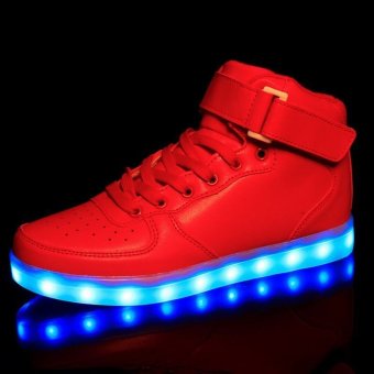 High Top Unisex Sportswear Shoes Led Light Lace Up sneaker Luminous Casual Shoes  