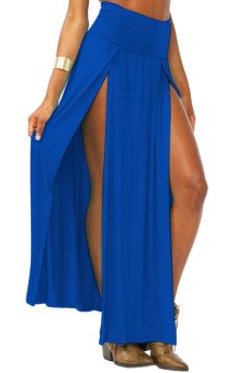 High Waisted Long Maxi Skirt (Blue)  