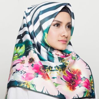 Hijabstore - Angel Lelga Original Scarf JB 310 - White Motif Bunga  