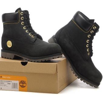 Hiking Leather Shoes For Timberland Boots 28537 High Cut Men (Black/Gold) - intl  