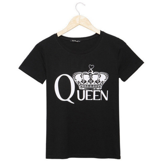 HomeGarden Trendy Queen Letter Print T Shirts Short Sleeve Ladies Harajuku Tee Tops T-shirt Black  