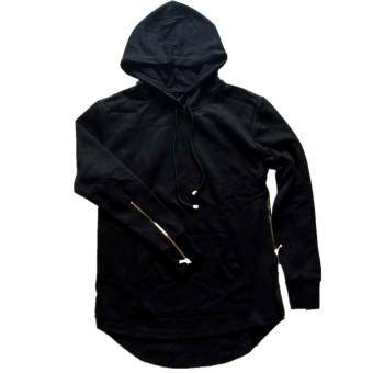 Hooded Metal Zipper Long-Sleeved Sweater Coat(Black) - intl  