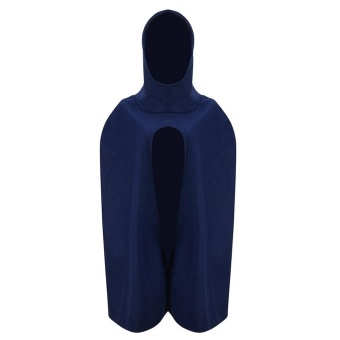 Hooded Sleeveless Pure Color Woolen Windproof Cape Coat(PURPLISH BLUE)(Size:XL)(Int:S) - intl  